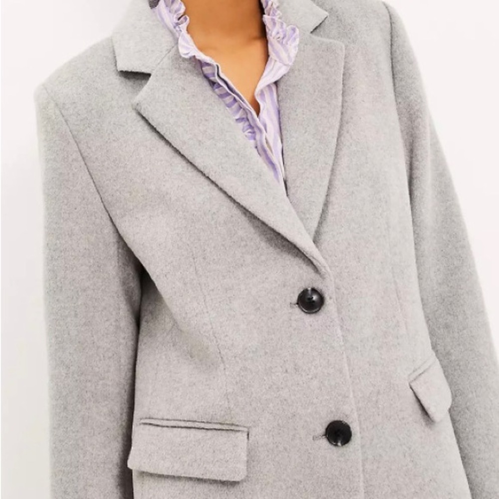 Loft Gray Long Two Button Coat (Nwot) - image 3